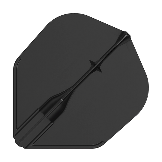 L-Style L3EZ Flights Das Bild zeigt ein schwarzes Dart-Flight in Standardform. Es hat ein schlichtes, einfarbiges Design ohne weitere Muster.