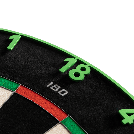 Precise 180 Endorphine Steeldartboard mit Nummernring - Emerald Green Das Bild zeigt das Precise 180 Endorphine Steeldartboard mit Nummernring in Emerald Green. Die Abbildung stellt das Produkt in einer klaren Ansicht dar.
