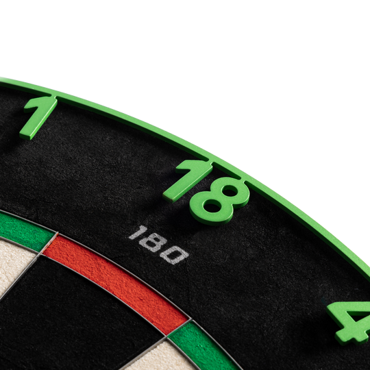 Ocelový terč Precise 180 Endorphine s číslovaným kroužkem - smaragdově zelený Das Precise 180 Endorphine Steeldartboard mit Nummernring wird hier präsentiert. Die Scheibe besitzt eine markante Optik.