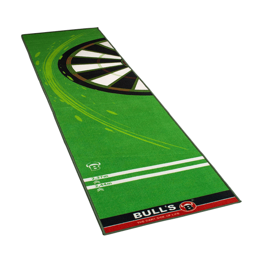 67809_Bulls_Carpet-Mat_120_Green_1 Bulls Carpet-Mat Teppich 120 zusammengerollt dargestellt. Der Teppich hat kontrastreiche Linien.