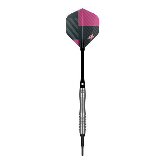 Šipky Bulls NL Volt Pink Soft - 19g Das Produkt zeigt Bulls NL Volt Pink Softdarts - 19g. Verschiedene Ansichten der Darts werden gezeigt.