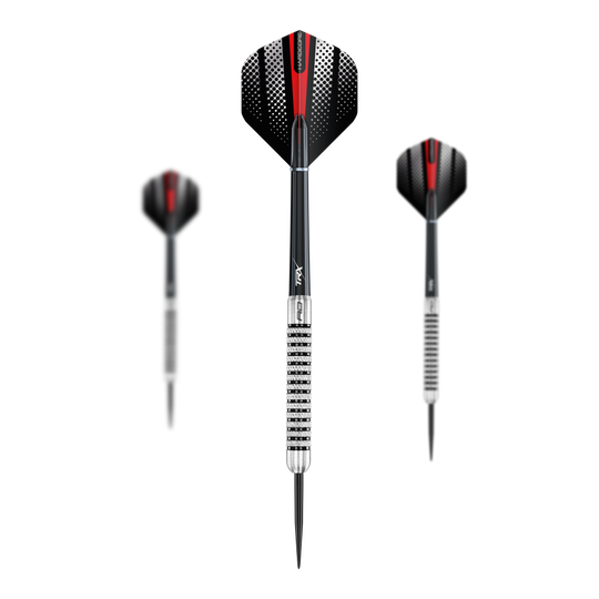 Red Dragon Flightmaster Fury 2 Steeldarts - 25g Dieses Bild zeigt die Red Dragon Flightmaster Fury 2 Steeldarts mit 25g Gewicht. Die Steeldarts sind ideal für präzises Dartspiel geeignet.