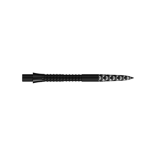 Embouts de fléchettes Mission Caliburn EVO avec logo GV - Noir Das Bild zeigt einen Artikel mit dem Dateinamen 'M002125_Mission_Caliburn_EVO_GV-Logo_Steeldartspitzen_Schwarz_32mm_2'. Wahrscheinlich handelt es sich um schwarze Steeldartspitzen mit einer Länge von 32mm.
