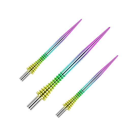 Ocelové hroty na šipky Red Dragon Raptor Gripped Rainbow 30mm Das Produkt Red Dragon Raptor Gripped Rainbow Steeldartspitzen 30mm ist als Set abgebildet. Die Spitzen haben ein spezielles Muster.