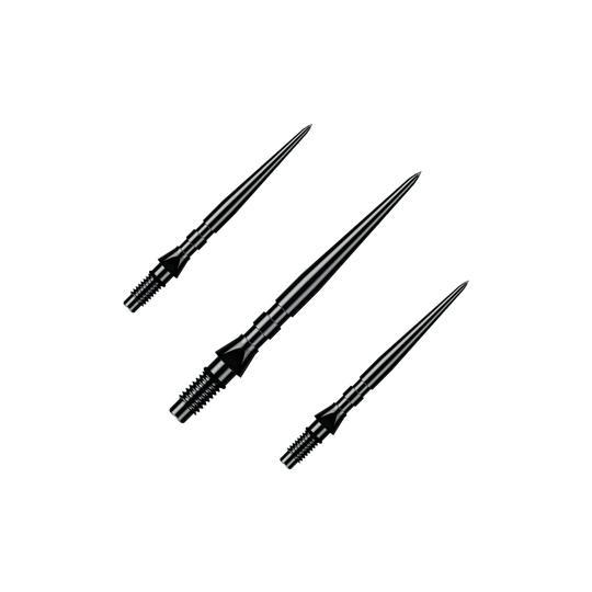 Špičky na šipky Winmau Switch Point Groove Steel - černé Auf dem Bild ist ein Set aus schwarzen Winmau Switch Point Groove Steeldartspitzen mit 26 mm Länge zu sehen. Diese Ersatzspitzen sind speziell für Steeldarts gedacht.