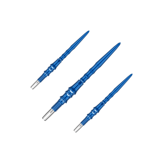Puntas de dardo Target Japan Premium Swiss Point - Azul Auf dem Bild ist ein Set von blauen Dartspitzen zu sehen. Die Spitzen sind jeweils 30 mm lang.
