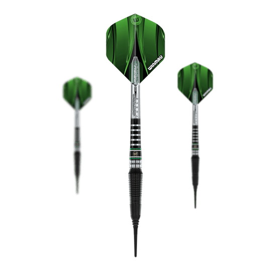 Měkké šipky Winmau Sniper Black 2025 - 20g Das Produkt Winmau Sniper Black 2025 Softdarts - 20g ist mehrfach als Set zu sehen. Die Barrels sind schwarz.