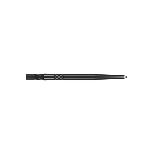 Embouts de fléchettes Shot Turbo Point - Noirs Ein Paar schwarze Turbo-Dartspitzen mit glatter Oberfläche ist abgebildet. Die Spitzen sind gerade und fein gearbeitet.