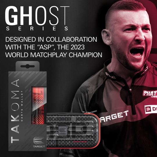 Pouzdro na šipky Takoma Ghost Series Nathan Aspinall Zu sehen ist das Takoma Ghost Series Nathan Aspinall Dartcase. Es dient zum sicheren Transport und zur Aufbewahrung von Dartpfeilen.
