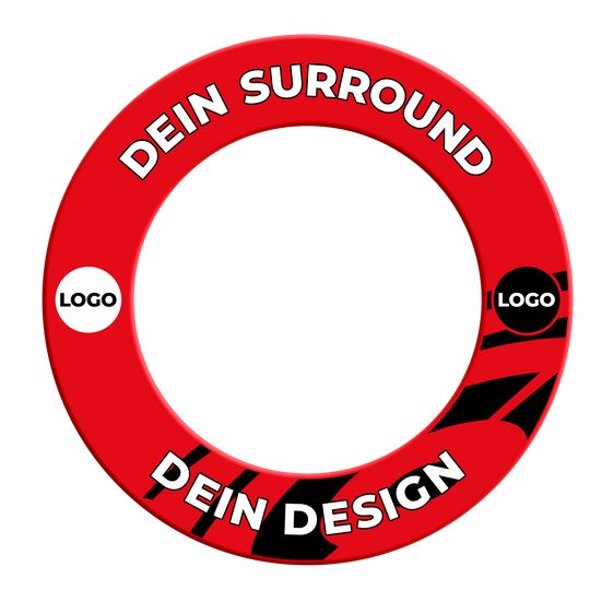 Marco de diana con tu diseño Das Bild zeigt ein rotes Dartboard-Surround. Es dient als Schutz rund um das Dartboard.
