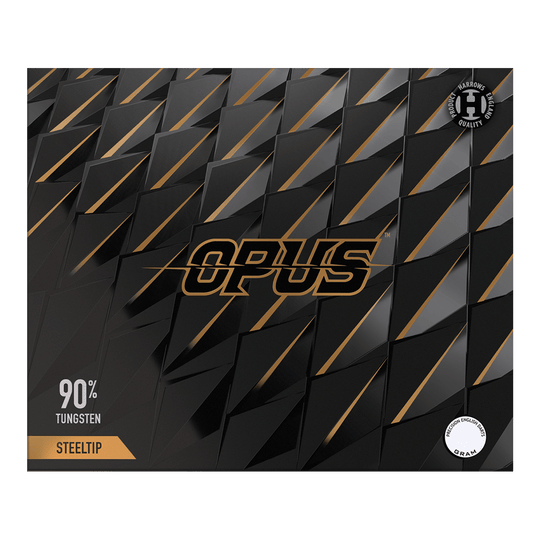 Fléchettes en acier Harrow's Opus Quick Point Gezeigt wird das Produkt Harrows Opus Quick Point Steeldarts - 23g. Diese Darts sind speziell für Präzisionswürfe entwickelt.