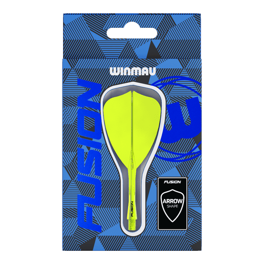 Winmau Fusion Flight Shaft System Freccia Giallo Neon Abgebildet ist das Winmau Fusion Flight-Shaft-System Arrow Neon Yellow. Das Produkt ist ein leuchtend gelber Dart-Schaft.
