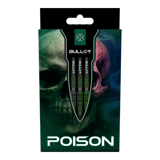 Bullet Poison Steeldarts Das Bild zeigt die Bullet Poison Steeldarts. Diese Steeldarts sind für präzises Dartspiel entwickelt.