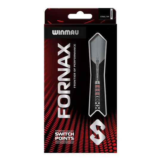 Auf dem Bild sieht man die Winmau Fornax Tapered Switch Point Steeldarts. Sie zeichnen sich durch ihre schlanke und konische Form aus.