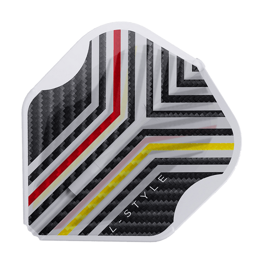 L-Style Arno Merk V1 Clear White L1EZ Flights Ein einzelner L-Style Arno Merk V1 Clear White L1EZ Flight wird detailliert präsentiert. Die Flächenwirkung kommt gut zur Geltung.