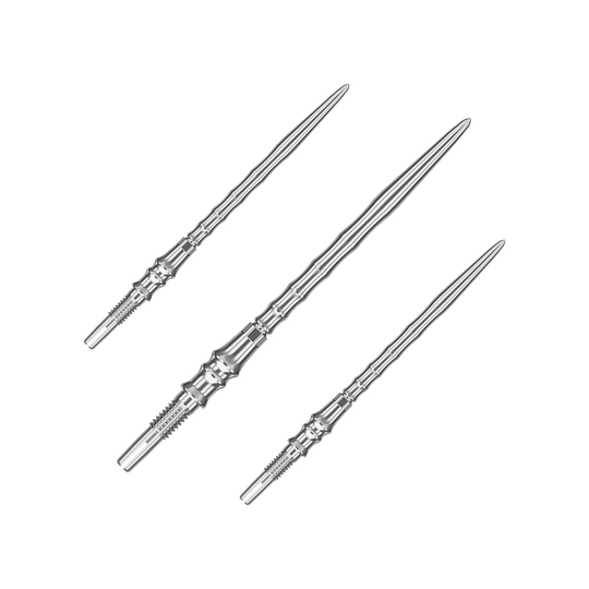 Target Japan Premium Swiss Point Dartspitzen - Silber Dieses Bild zeigt ein Set silberner SwissPoint-Dartspitzen mit 40 mm Länge. Die Dartspitzen sind aus der Target Japan Premium Linie.