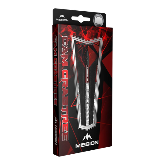 Šipky Mission Cam Crabtree z přírodní oceli Das Bild zeigt die Mission Cam Crabtree Natural Steeldarts. Diese Darts sind robust und für präzises Werfen geeignet.