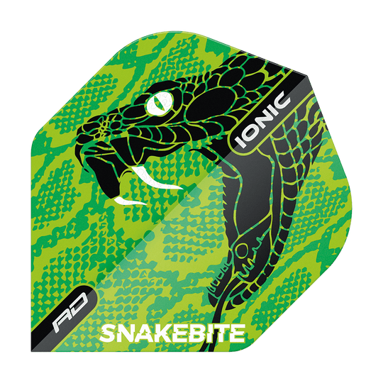 TF6571_Red_Dragon_Hardcore_Ionic_Snakebite_Green_Head_Standard_Flights_1lSzjfFhy26jHO Red Dragon Hardcore Ionic Snakebite Green Head Standard Flights mit auffälligem Design. Die Flights sind als Set dargestellt.