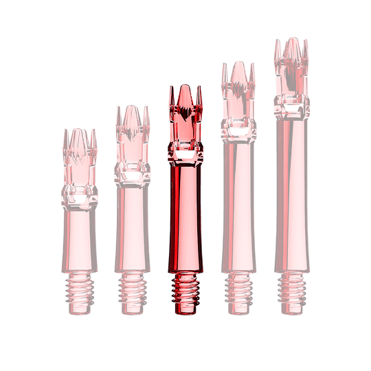 L-Style L-System Replacement Shafts - Clear Red Hier sieht man eine rote transparente Ersatzshaft. Die Shaft ist von der Seite zu erkennen.