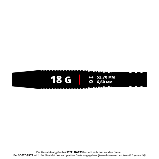 Měkké šipky Bulls Martin Schindler TW80 - 18g Das Bild zeigt die Produktdetails der Bulls Martin Schindler TW80 Softdarts mit einem Gewicht von 18 Gramm. Die Maße des Barrels sind 52,70 mm Länge und 6,60 mm Durchmesser.