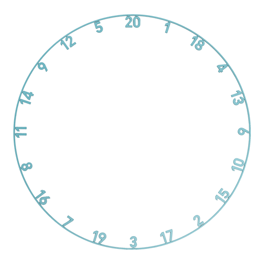 Bague numérotée monobloc découpée au laser avec précision à 180° Das Bild zeigt einen Zahlenring in Infinity Blue mit Lasercut-Design. Der Zahlenring ist für Dartscheiben gedacht.