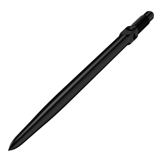 Pointes de fléchettes convertibles Bulls NL - Lisses - Noires Abgebildet ist ein Produkt mit der Bezeichnung BU57701_BullsNL_Convertible_Points_Smooth_Schwarz_36mm_2. Das Bild zeigt wahrscheinlich eine schwarze, glatte Dartspitze in 36 mm Länge.