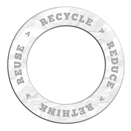 McDart Recycle Reduce Rethink Reuse Dartboard Surround Ein graues Produkt mit dem Motto 'Recycle, Reuse, Reduce, Rethink' ist abgebildet. Das Bild basiert auf dem Dateinamen DBS-RRRR5_Surround_Recyle_Reuse_Reduce_Rethink_Grau_2.