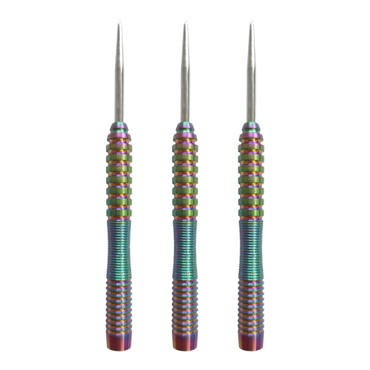 Stalowe lufy do rzutek McDart Rainbow 3 - 22 g Hier ist das Produkt McDart Rainbow 3 Steeldart-Barrels - 22g abgebildet. Das Set enthält Steeldart-Barrels im bunten Look.