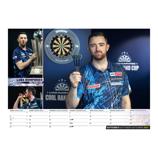 Darts Kalender 2027 Das Bild zeigt den Darts Kalender 2027. Es ist ideal für alle, die Darts lieben.