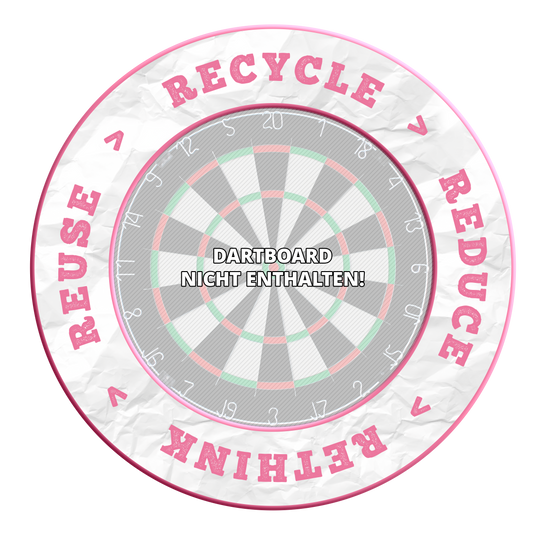 McDart Recycle Reduce Rethink Reuse Dartboard Surround Das Bild zeigt ein Produkt mit dem Dateinamen MSF-C10_McDart_Recyle_Reuse_Reduce_Rethink_Surround_Rosa_3. Auf dem Bild ist kein Produktname angegeben.