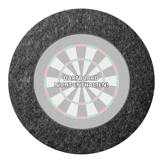 Ocelový rámeček na terč Karella Ultimo Das Bild zeigt das Produkt "Karella Ultimo Steeldartboard Surround" in grauer Farbe. In der Mitte steht der Hinweis "Dartboard nicht enthalten!"
