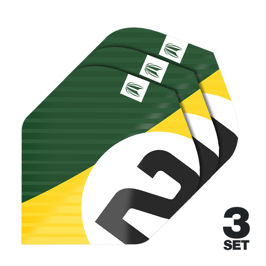Target Pro Ultra Chicane Green No2 Standardní lety - 3 sady Abgebildet ist das Set Target Pro Ultra Chicane Green No2 Standard Flights - 3 Sets. Die Karten sind ordentlich gestapelt.