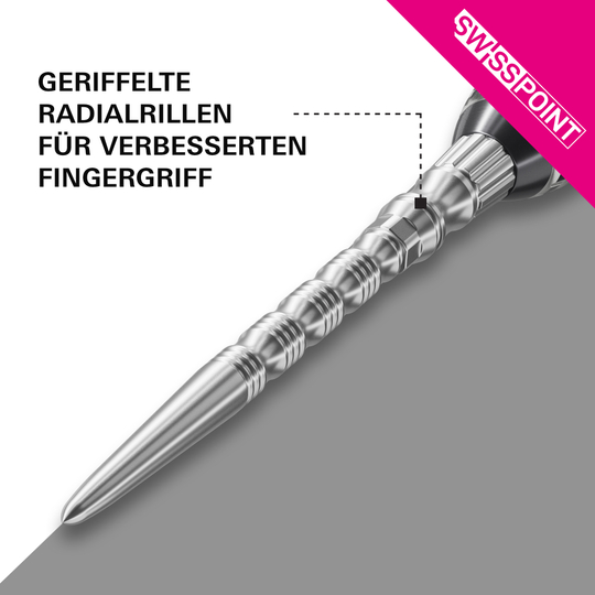 Target Signature Swiss Point TRB Steeldartspitzen - Silber Abgebildet ist das Produkt Target Signature Swiss Point TRB Steeldartspitzen - Silber. Es handelt sich um silberne Dartspitzen für Steeldarts.