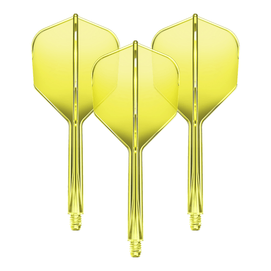 GOAT A1R No6 Flight-Shaft-System - Neon Gelb Ein Set des GOAT A1R No6 Flight-Shaft-Systems in Neon-Gelb mit 33mm Länge ist abgebildet. Dieses Produkt dient zur Ausstattung von Dartpfeilen.