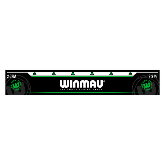 Winmau Házecí čára zelená Das Bild zeigt die grüne Abwurflinie „Winmau Abwurflinie Grün“ für Dartspieler. In der Mitte steht groß das Winmau-Logo mit dem Schriftzug "The force behind darts".