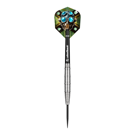 Das Bild zeigt die Shot Badlands Krush Steeldarts. Es handelt sich um spezielle Steeldarts für Präzisionsspiel.