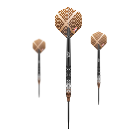Bulls NL Max Hopp 95% Puntos Convertibles Steeldarts Das Bild zeigt die Bulls NL Max Hopp 95% Convertible Points Steeldarts als Set. Ideal für professionelle Spieler und Sammler.