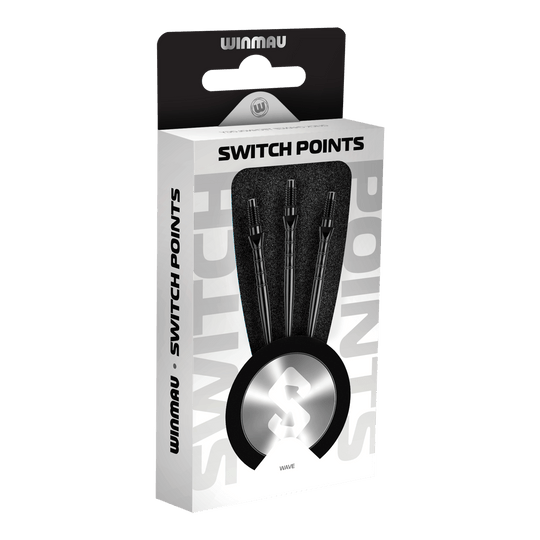 Ocelové hroty na šipky Winmau Switch Point Wave - černé Zu sehen sind die Winmau Switch Point Wave Steeldartspitzen in Schwarz. Diese Steeldartspitzen eignen sich optimal für ein präzises Dartspiel.