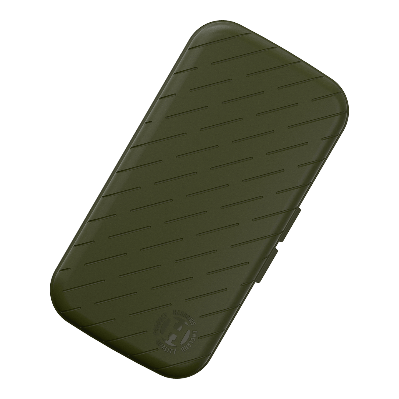 Pouzdro na šipky Harrows Slimcase Eine Darttasche mit unifarbener Textur wird auf weißem Hintergrund präsentiert. Die Tasche hat eine längliche Form.