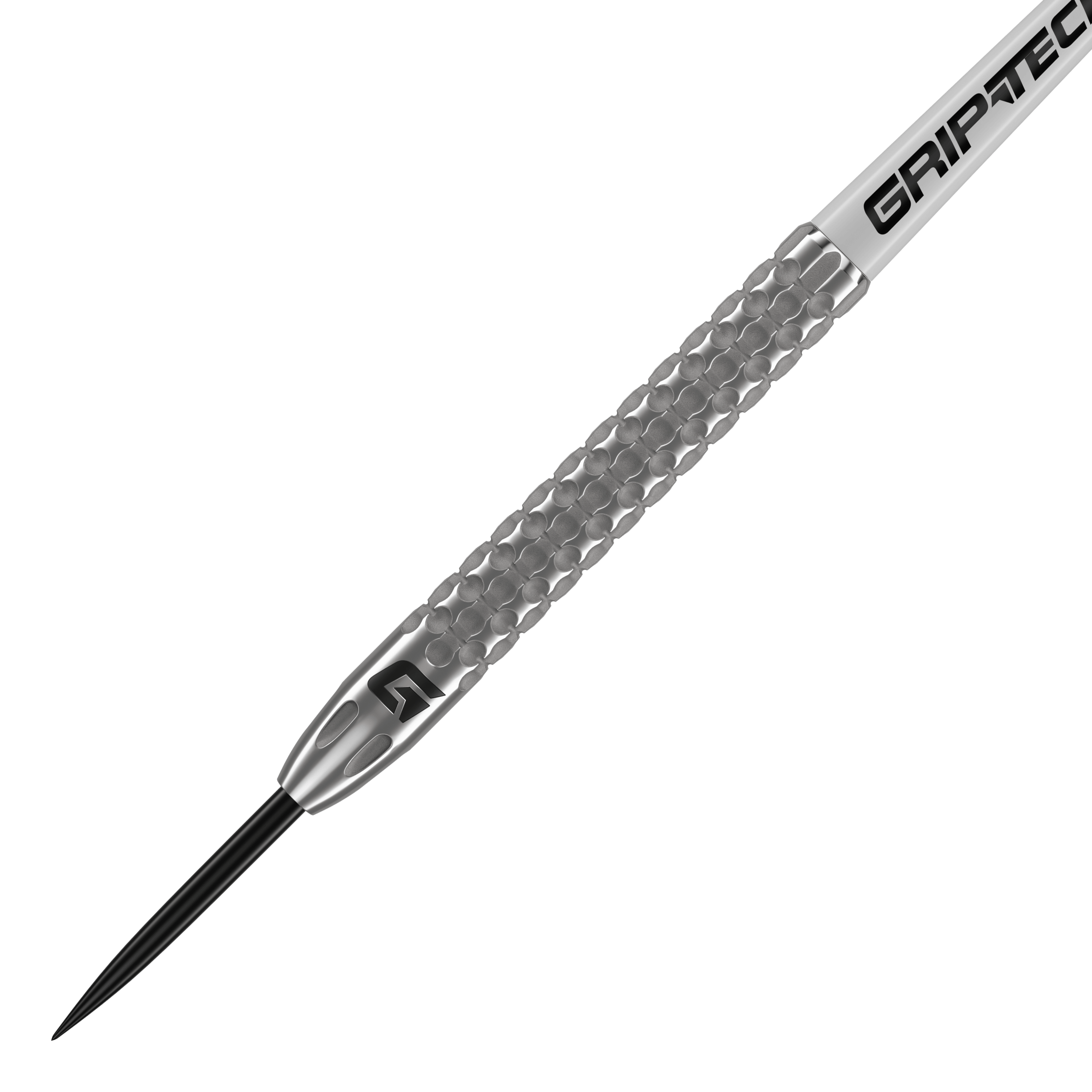 Šipky GOAT Fairway V2 z wolframové oceli Dies ist ein GOAT Fairway V2 Tungsten Steeldart. Er hat eine silberne, strukturierte Oberfläche mit dem Schriftzug "GRIPTEC" auf dem Schaft.